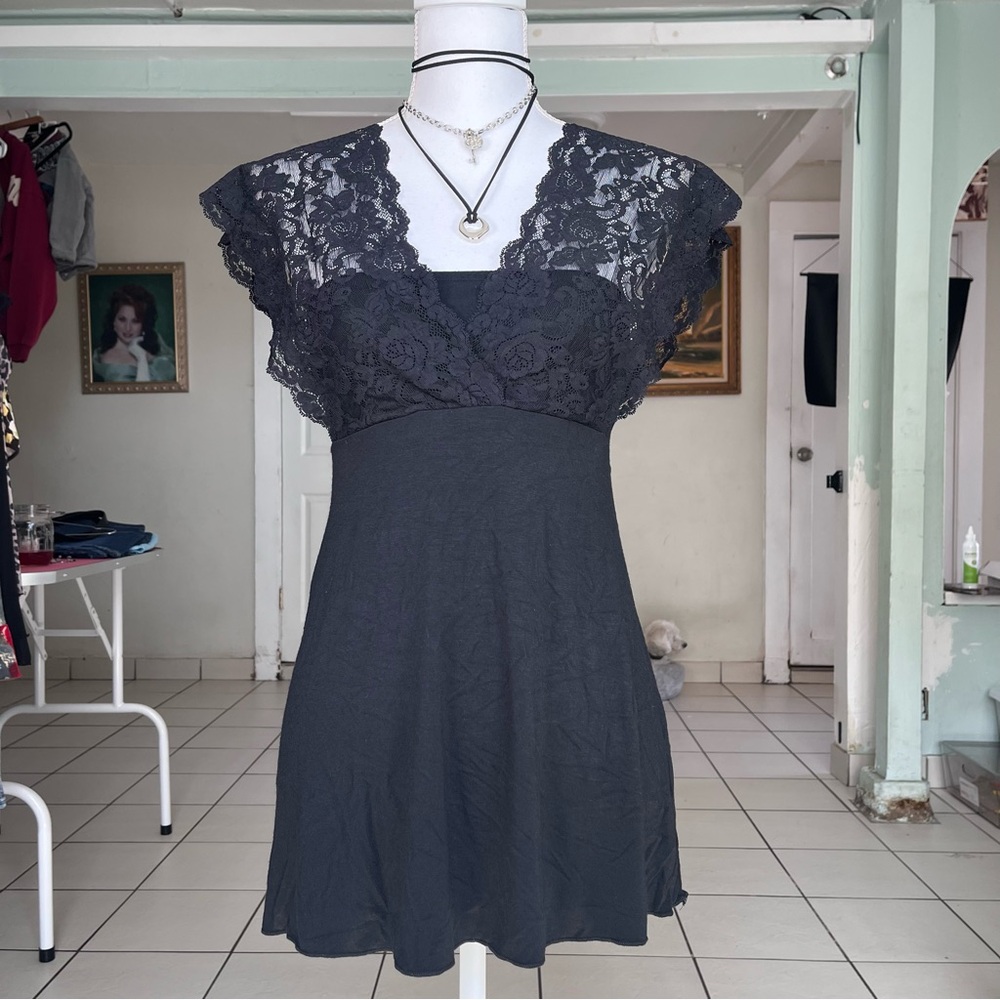 Ann Ferriday Charcoal Lace Chemise